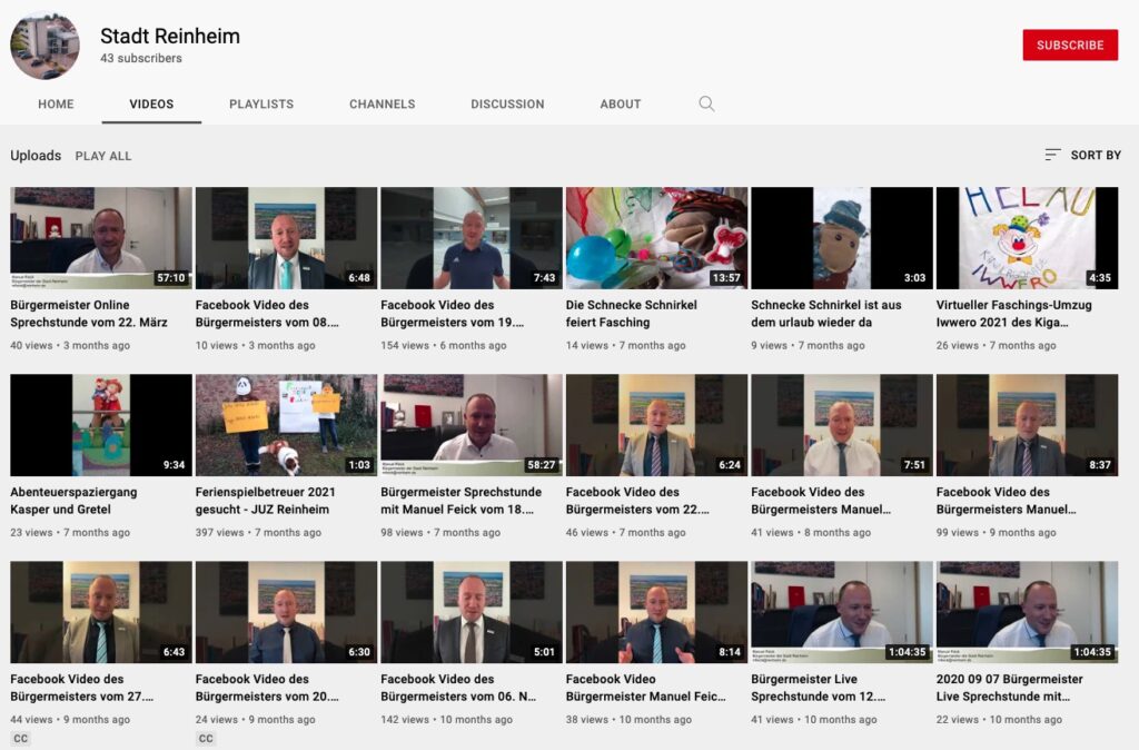 Archivierte Livestreams finden die Bürgerinnen und Bürger auf YouTube